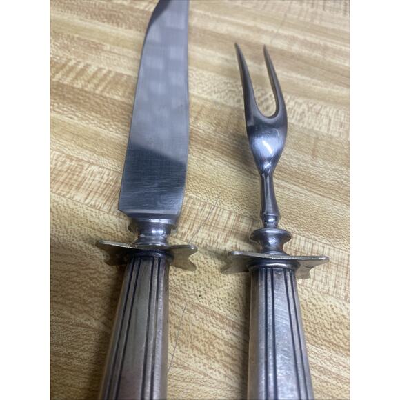 VINTAGE Art Deco Style Gorman Stainless 2 Piece Carving Set Knife Meat Fork - Picture 7 of 7